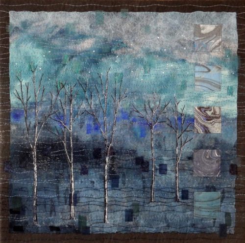 Full Moon Birches - Quilt Art
